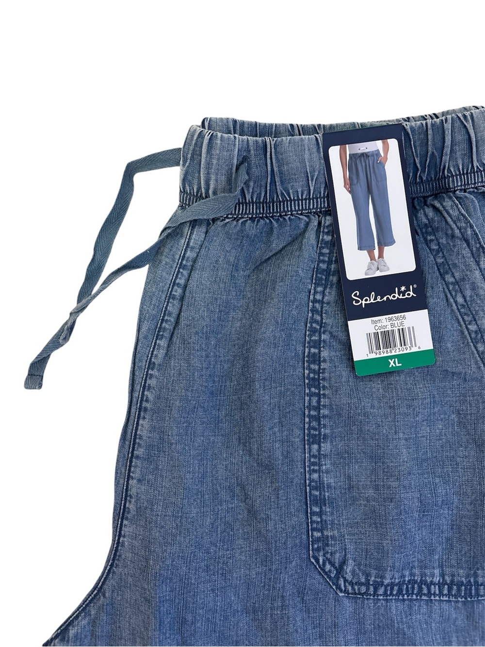 Splendid Blue Chambray Drawstring Crop Pants Sz/XL NWT. - Picture 7 of 10